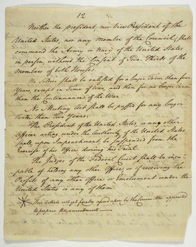 The Bill of Rights, copy signed at Federal Hall, 1789 by American School